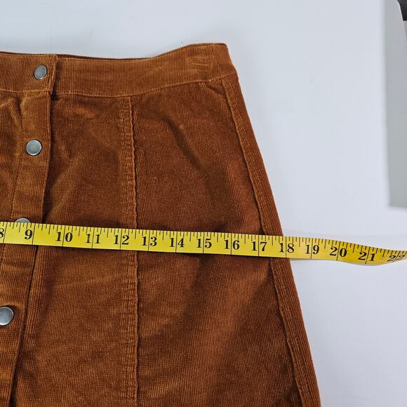 Jay Jays Corduroy Skirt Womens Sz 10 Brown Button Down Hippie Boho cottagecore - Picture 7 of 8